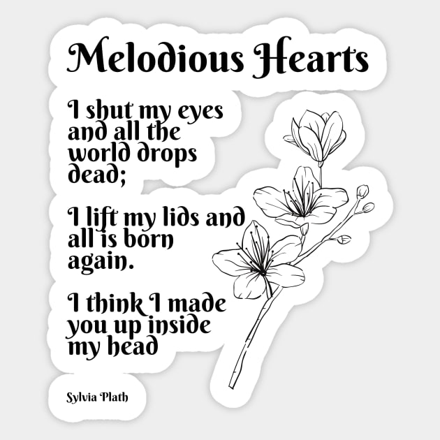 Melodious Hearts- Poem by Sylvia Plath Sticker by Faeblehoarder